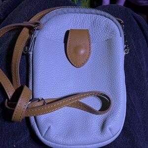 Elegant White and Tan Crossbody Bag